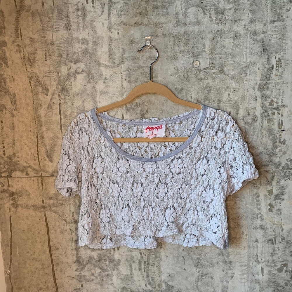 Free People Periwinkle Lace Crop